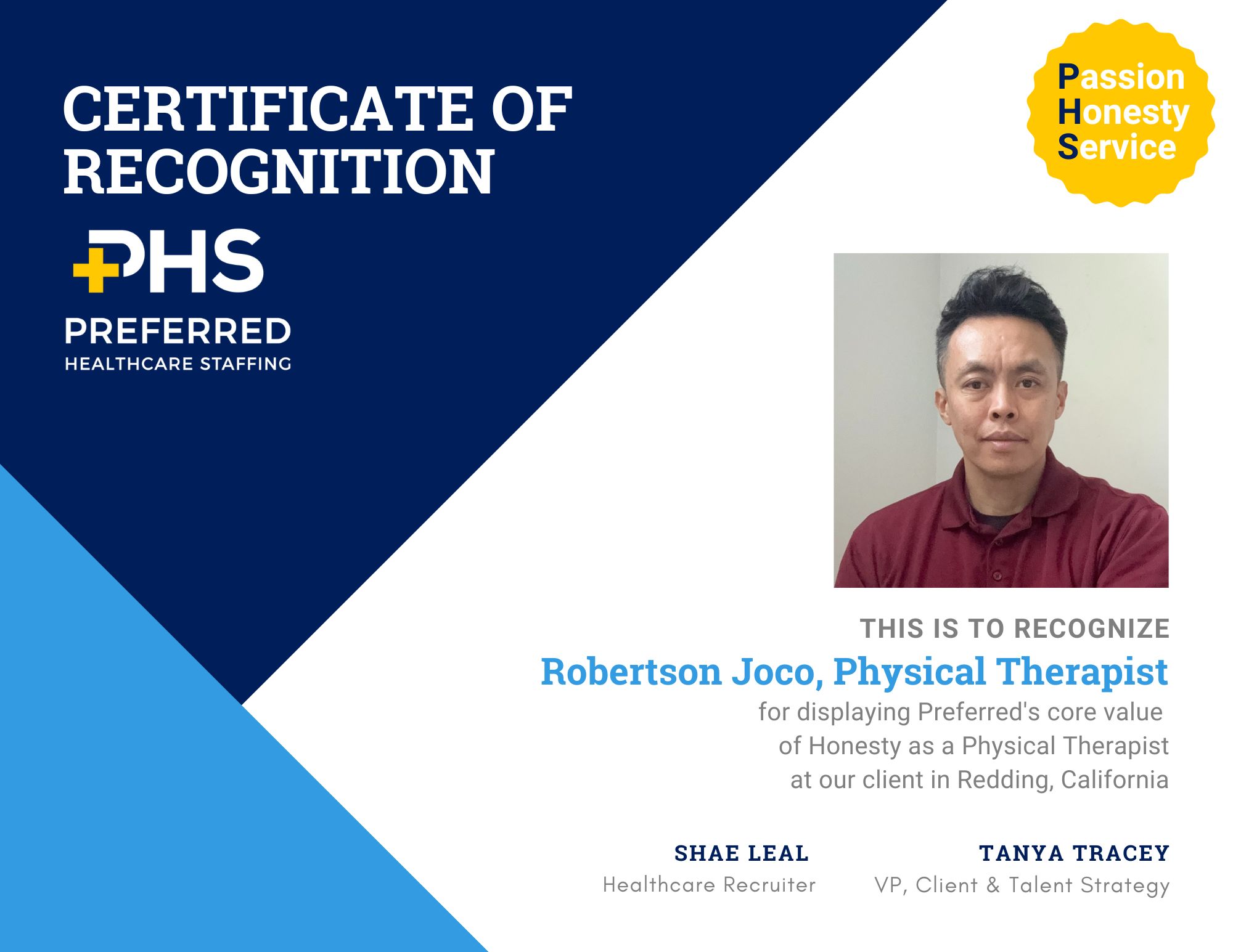 certificate of recognition
