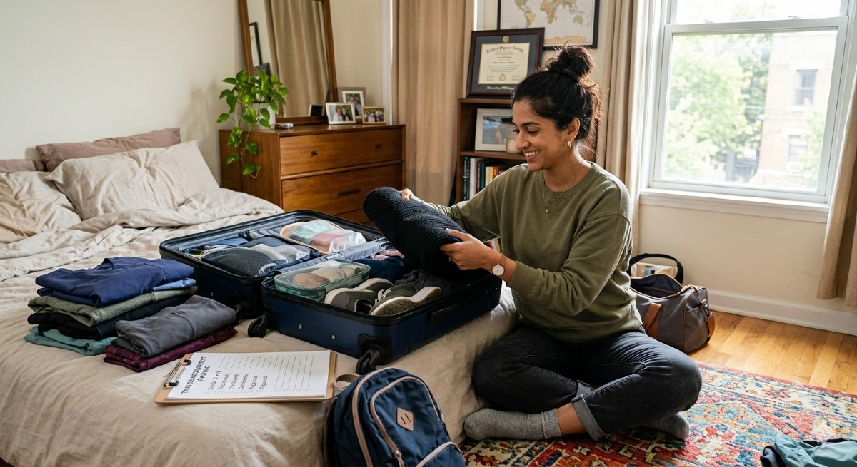 rehab therapist packing suitcase