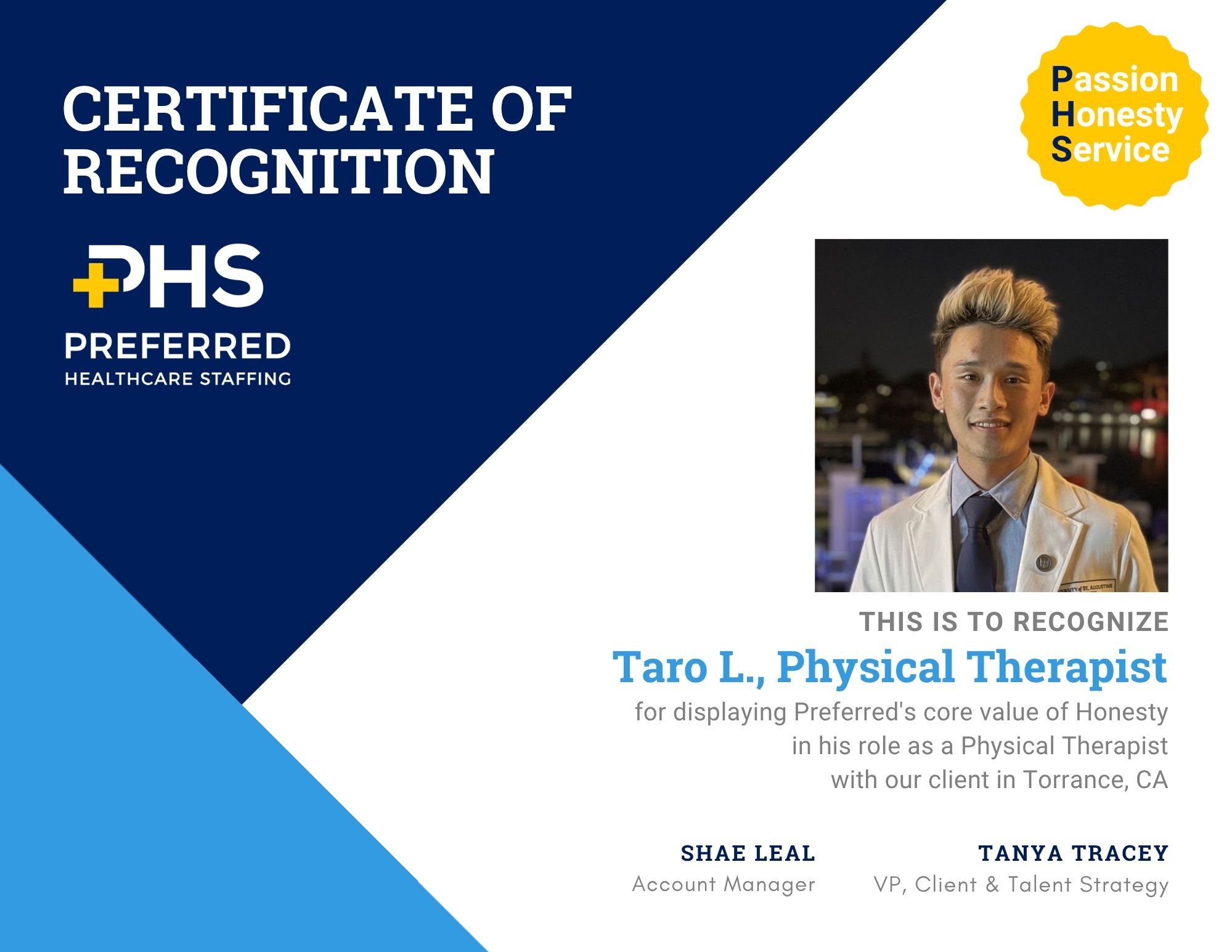 certificate of recognition